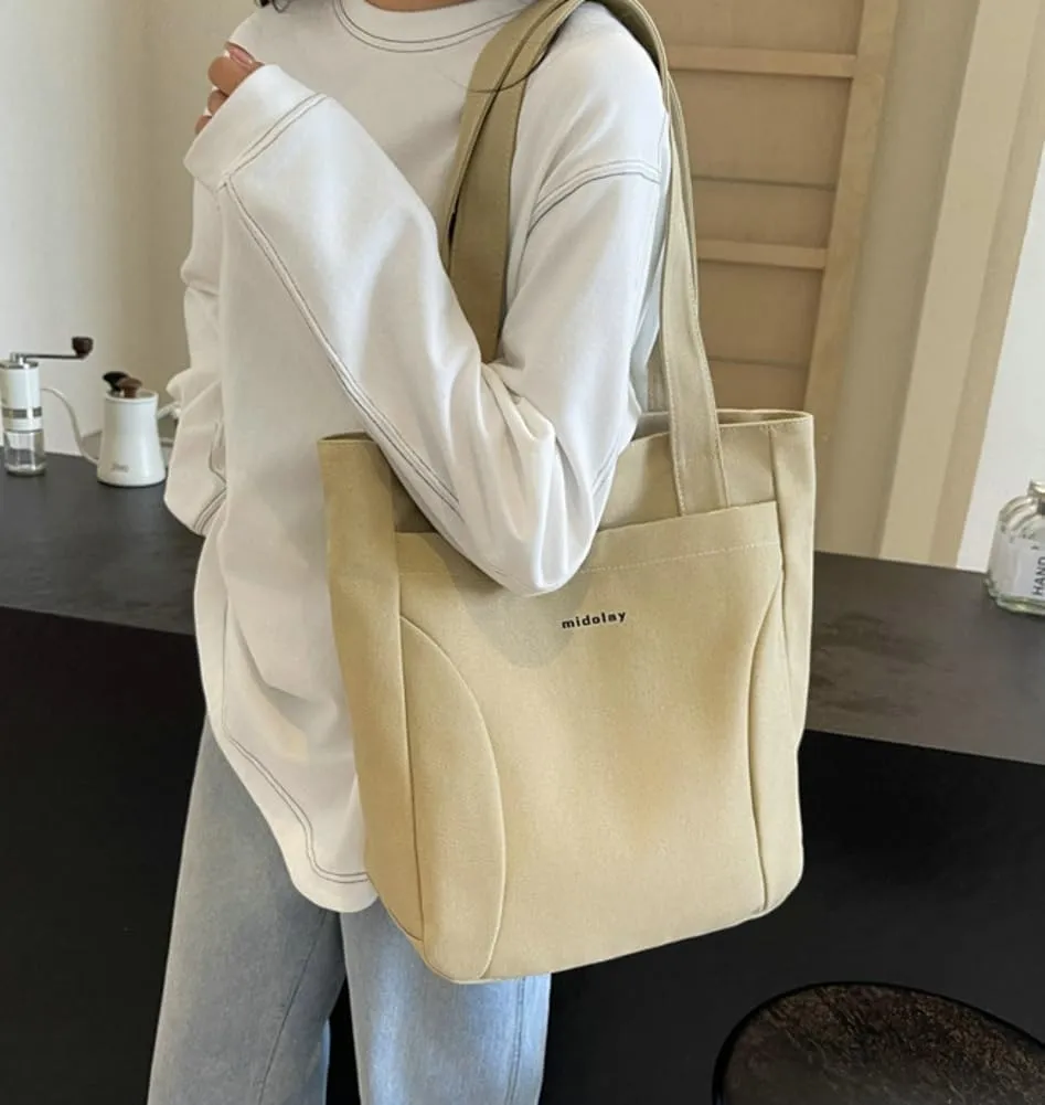 Canvas Tote Bags for Women Foldable Hobo Bags for Women with Zipper Slouchy Shoulder Bag for Gym Travel Work Beach