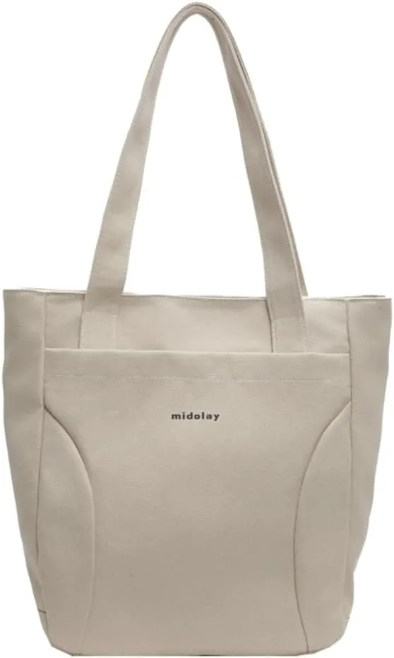 Canvas Tote Bags for Women Foldable Hobo Bags for Women with Zipper Slouchy Shoulder Bag for Gym Travel Work Beach