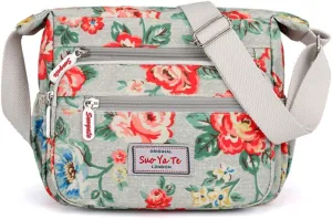 Casual Nylon Floral Shoulder Bag For Women Crossbody Bag Messenger Bags Travel Handbags With Adjustable Strap Waterproof
