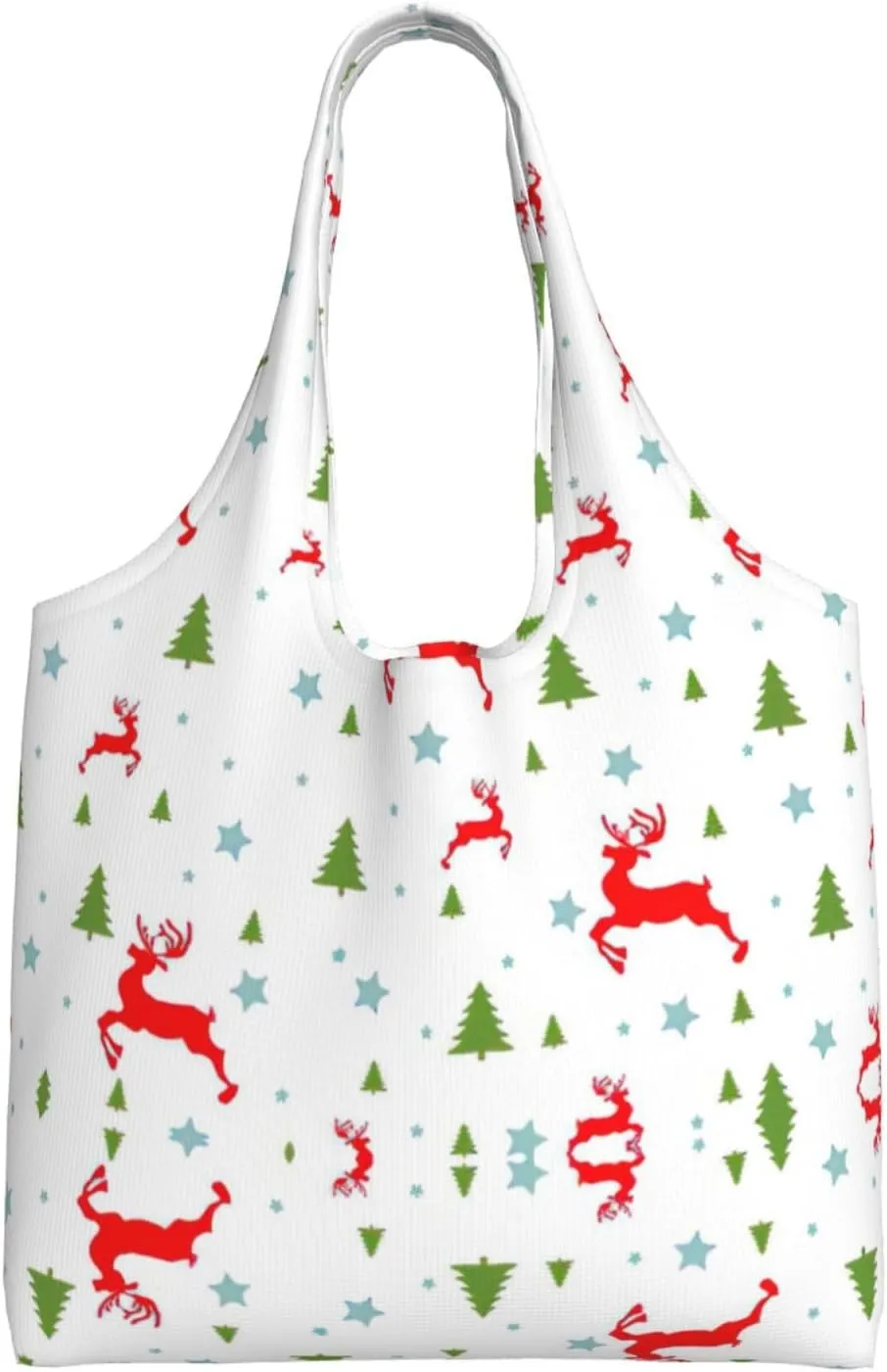 Christmas Holiday Print Canvas Tote Bags,Reusable Cloth Bags For Shopping Beach Grocery Trendy