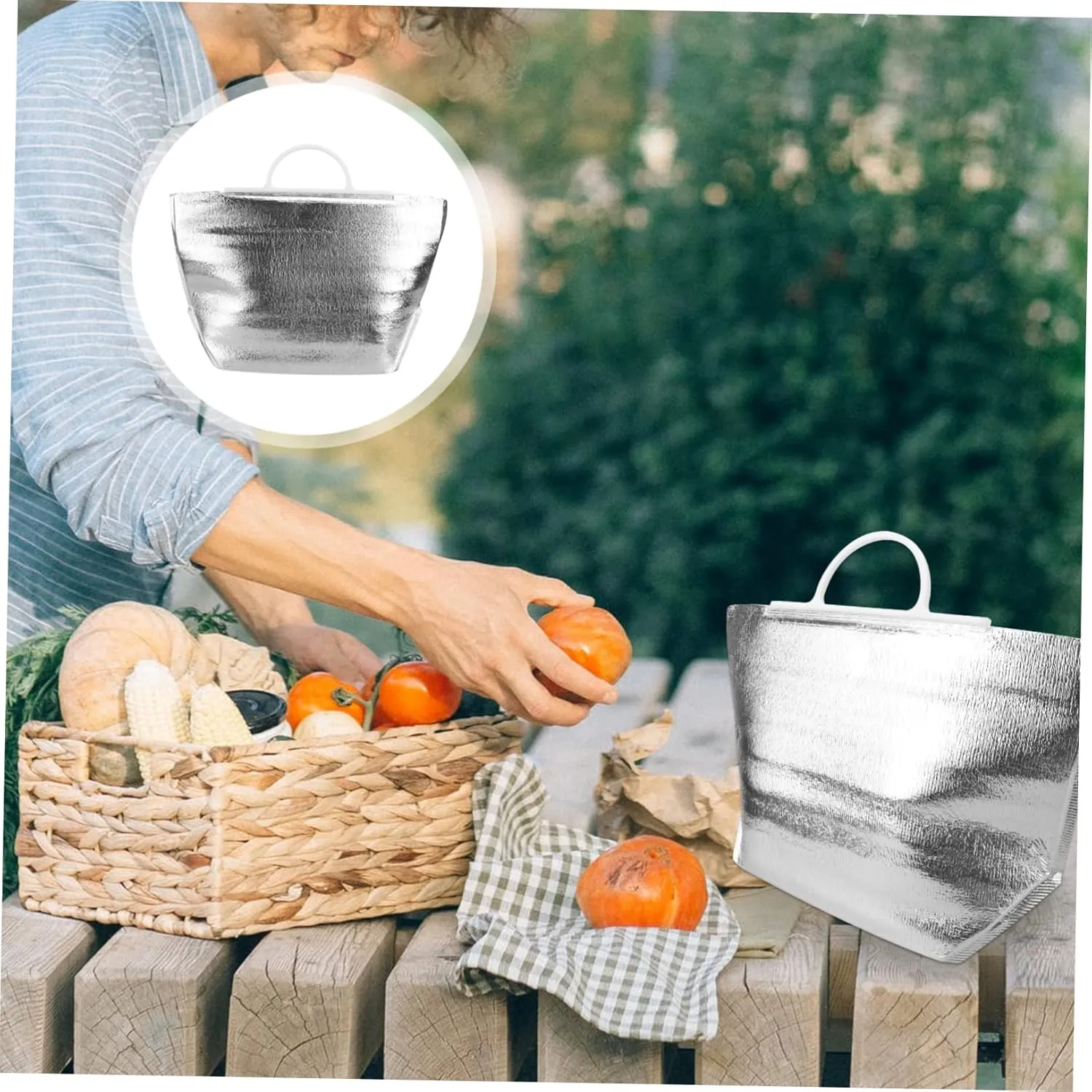 Ciieeo 10PCS Portable Insulation Bags for Food Storage Disposable Heat Preservation Bags for Home Restaurant Camping Lightweight Design Silver