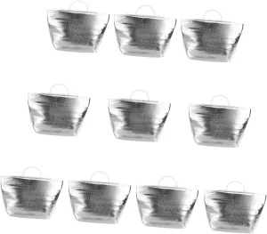 Ciieeo 10PCS Portable Insulation Bags for Food Storage Disposable Heat Preservation Bags for Home Restaurant Camping Lightweight Design Silver