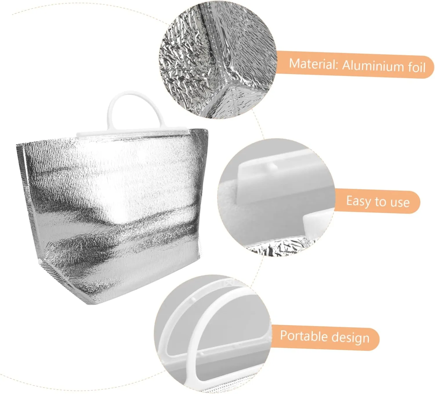 Ciieeo 10PCS Portable Insulation Bags for Food Storage Disposable Heat Preservation Bags for Home Restaurant Camping Lightweight Design Silver