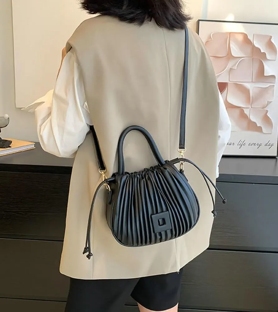 Clean-Fit Bucket Bags for Women Classic Crossbody Bags for Women with Drawstring Handbag Clutch Purse Casual Travel Bag