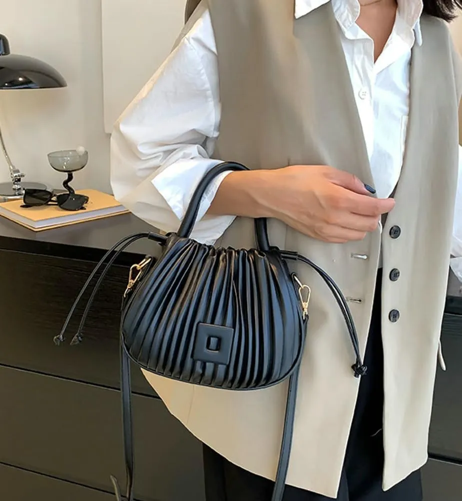 Clean-Fit Bucket Bags for Women Classic Crossbody Bags for Women with Drawstring Handbag Clutch Purse Casual Travel Bag