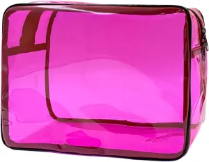 Clear Toiletry Bag, PVC Makeup Bag for Women, Spacious Clear Cosmetic & Toiletry PouchLarge Transparent Makeup Pouch for Travel (Pink)