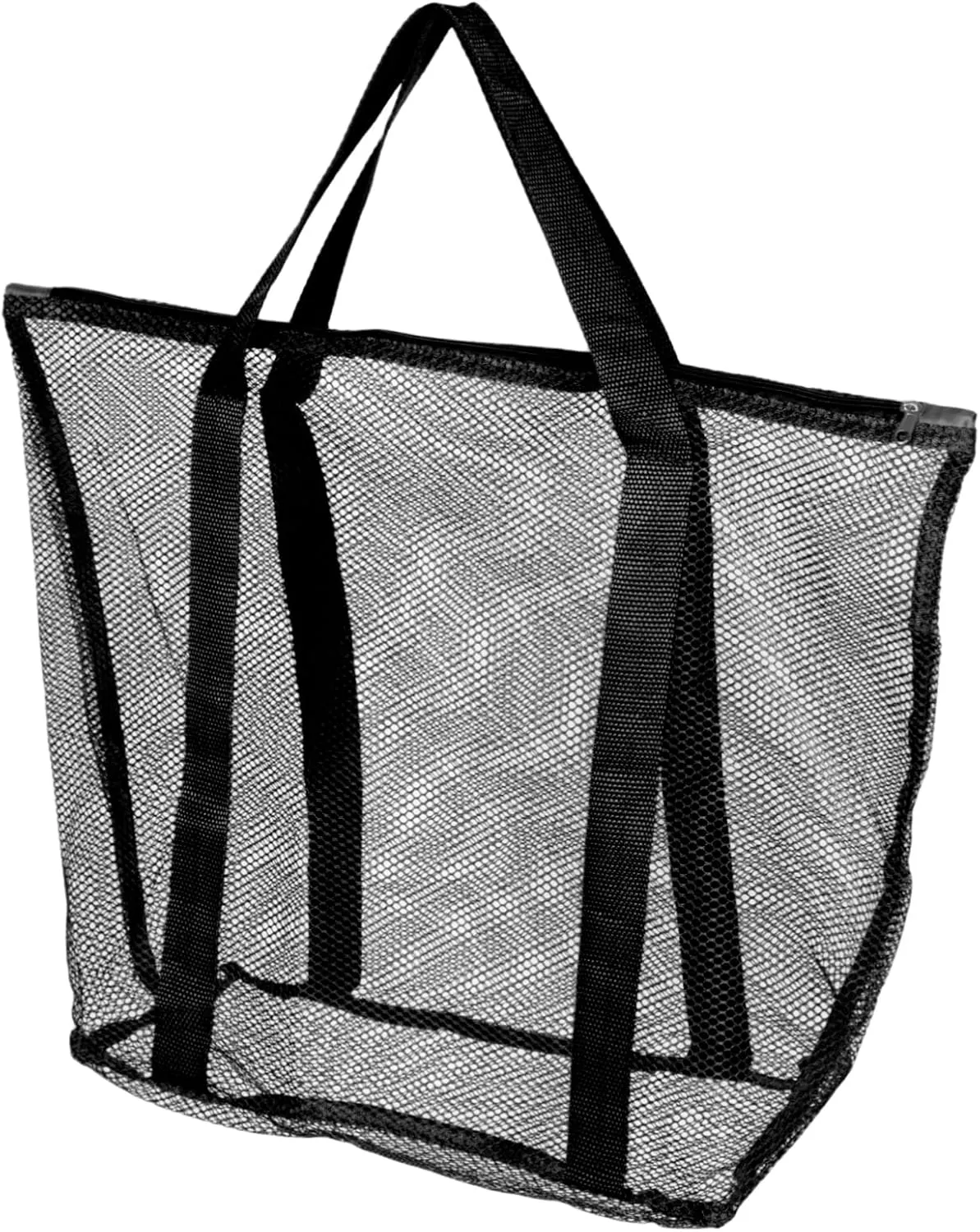 CLISPEED Large Capacity Transparent Mesh Tote Bag Heavy Duty Beach Bag with Zipper Pouch for Versatile Use for Family Beach Gear and Holiday Essentials