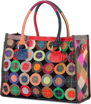 Colorful Patchwork Shoulder Bag for Women Cow Leather Crossbody Bag Designer Fashion Handbags Spacious Hobo Bags