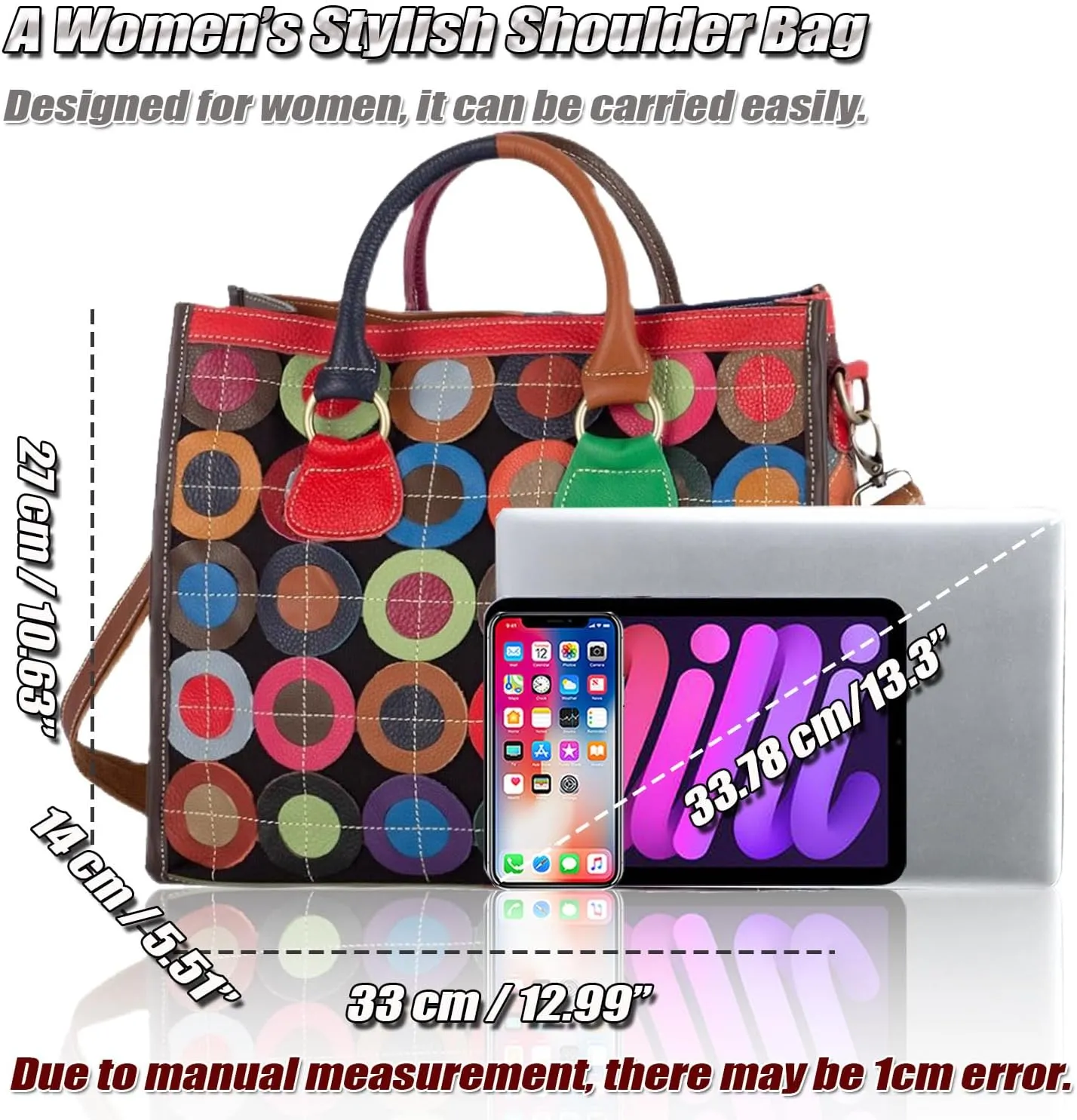 Colorful Patchwork Shoulder Bag for Women Cow Leather Crossbody Bag Designer Fashion Handbags Spacious Hobo Bags