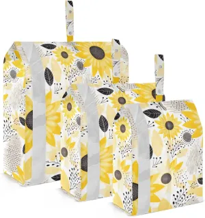 Colorful Sunflowers Leaves White Packing Cubes for Travel 3 Set Compression Bags Luggage Bags for Suitcase