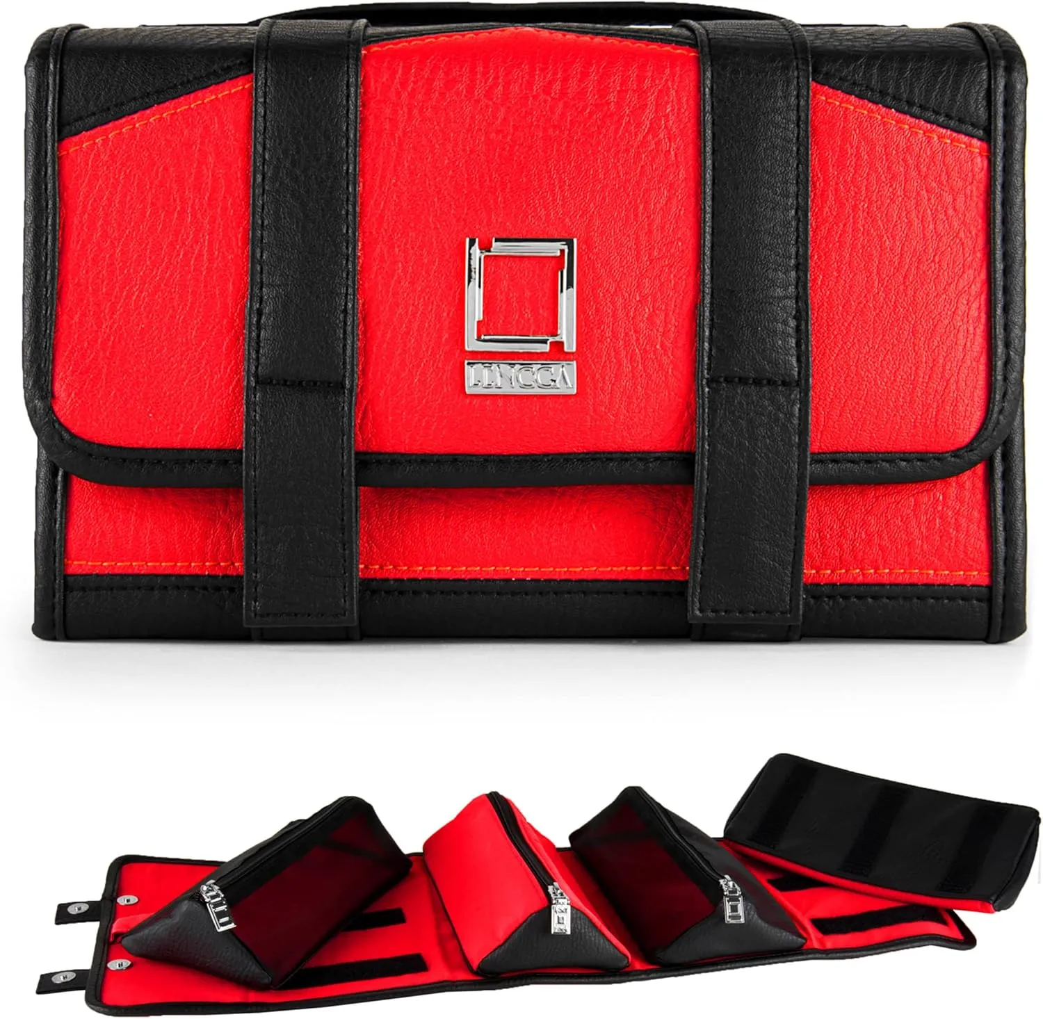 Compact Foldable Travel Toiletry Kit Bag with 4 Removable Pouches, Dopp Kit Bathroom Bag for Cosmetic, Makeup, Personal Hygiene Items, Washkit