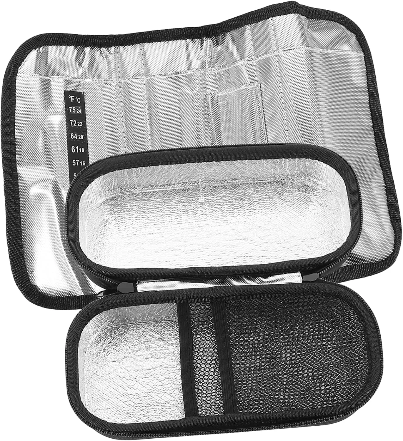 Cooler Pack Insulated Pouch Storage Bag Insulation Bag Washable Bag Convenient Organizer Medicine Bag Waterproof Oxford Cloth Black
