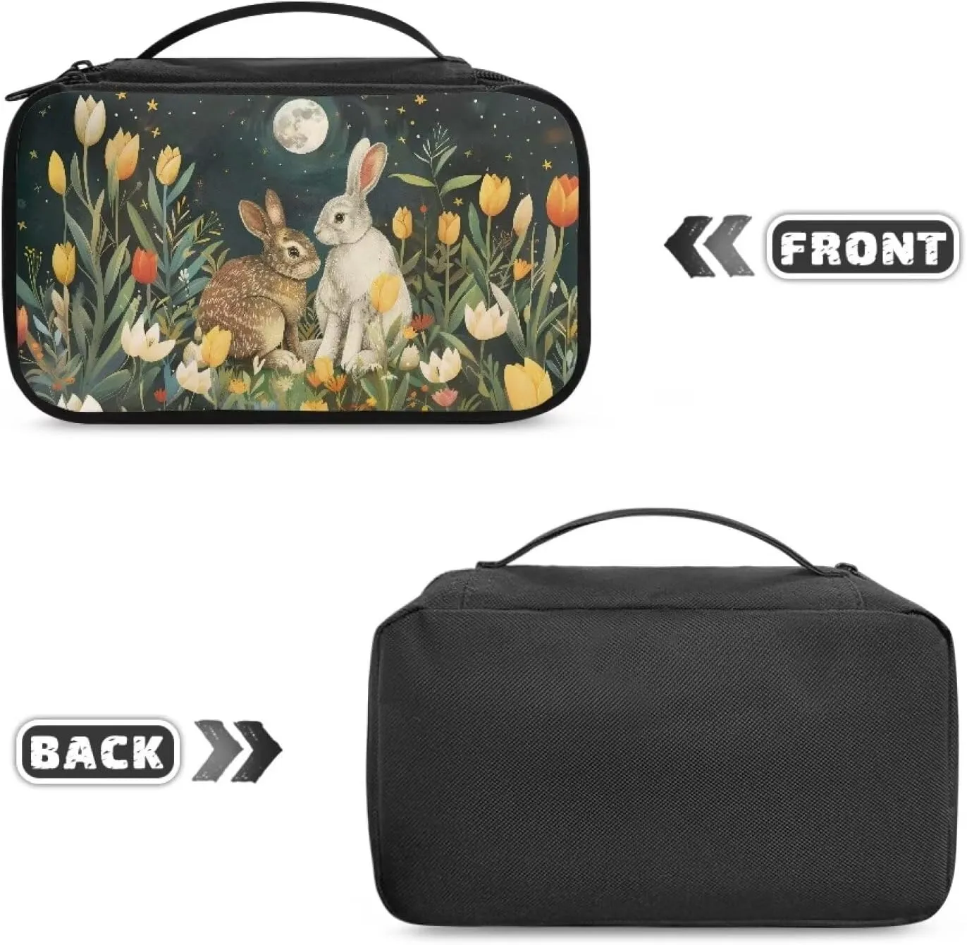 Cosmetic Bags for Women Small Makeup Bag for Purse Bunny Floral Make Up Bags with Divider Lightweight Makeup Bags for Women Travel Essentials Cosmetic Brush Bags