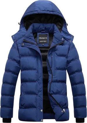 CREATMO US Women's Warm Winter Coat Waterproof Ski Jacket Padded Puffy Overcoat With Detachable Hood