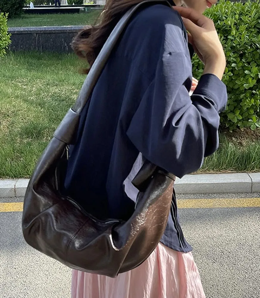 Crescent Hobo Bags for Women Vegan Leather Shoulder Bag Purse Trendy Dumplingg Bag Slouchy Crossbody Bags