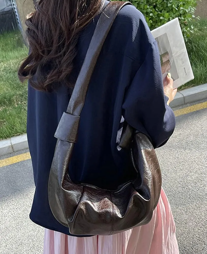 Crescent Hobo Bags for Women Vegan Leather Shoulder Bag Purse Trendy Dumplingg Bag Slouchy Crossbody Bags