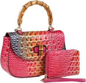 Crocodile Pattern Leather Purse Women Bag Top-Handle Satchel Handbags Portable Saddle Bag Small Shoulder Messenger Bags