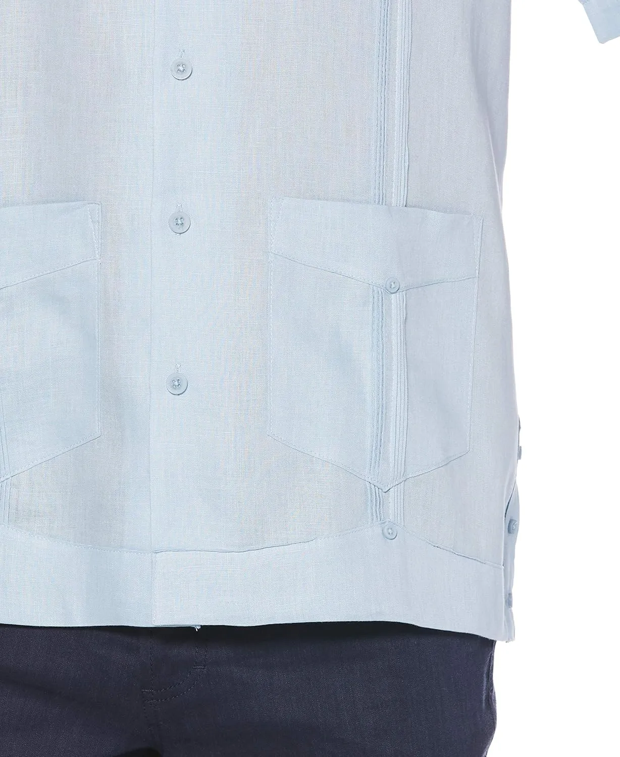Cubavera Men's 100% Linen Short Sleeve Button-Down Guayabera Shirt, Four Pockets, Camp Collar, Pintuck Detail, Lightweight