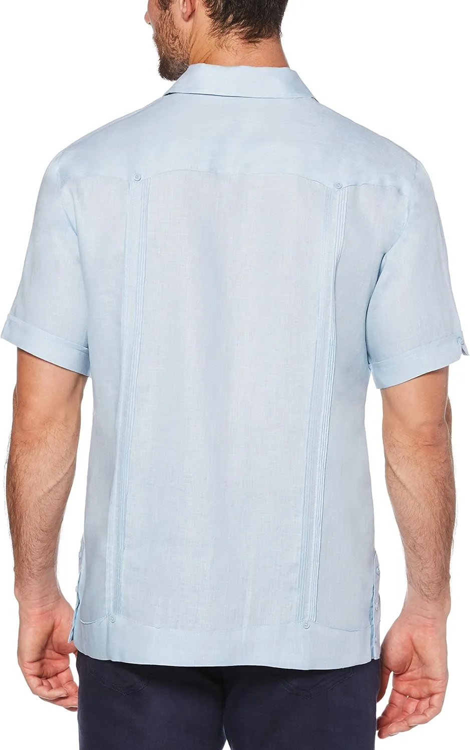 Cubavera Men's 100% Linen Short Sleeve Button-Down Guayabera Shirt, Four Pockets, Camp Collar, Pintuck Detail, Lightweight