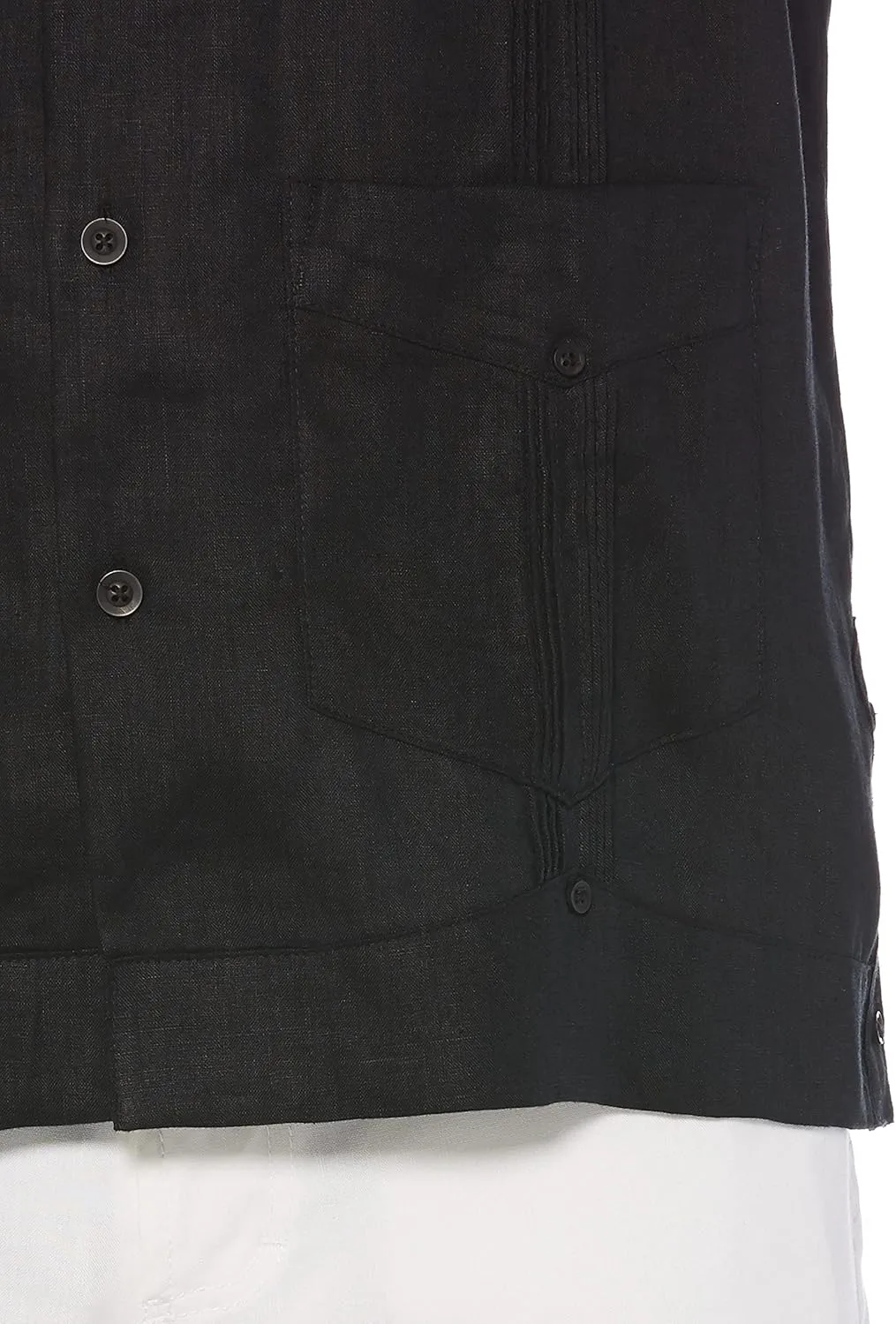 Cubavera Men's 100% Linen Short Sleeve Button-Down Guayabera Shirt, Four Pockets, Camp Collar, Pintuck Detail, Lightweight
