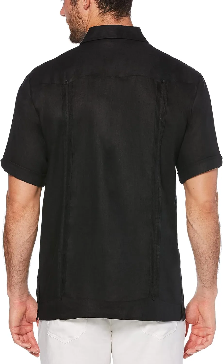 Cubavera Men's 100% Linen Short Sleeve Button-Down Guayabera Shirt, Four Pockets, Camp Collar, Pintuck Detail, Lightweight