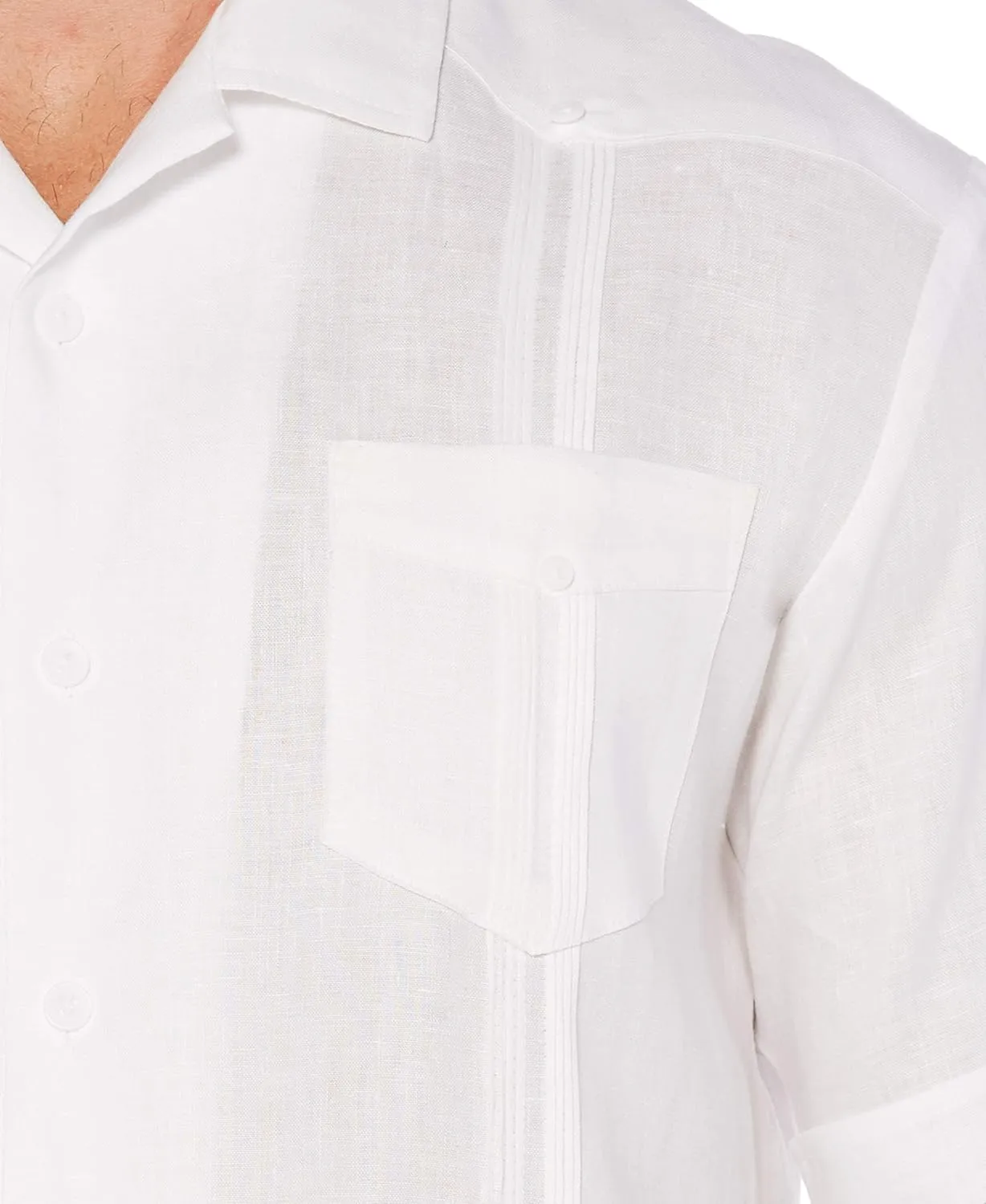 Cubavera Men's 100% Linen Short Sleeve Button-Down Guayabera Shirt, Four Pockets, Camp Collar, Pintuck Detail, Lightweight