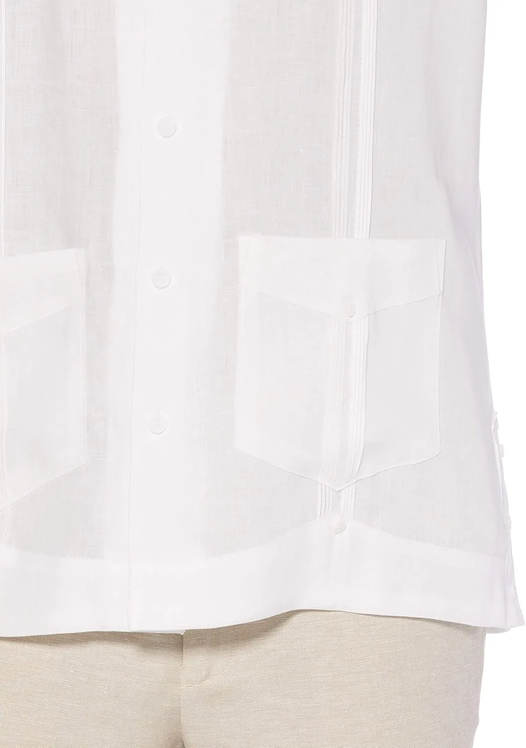 Cubavera Men's 100% Linen Short Sleeve Button-Down Guayabera Shirt, Four Pockets, Camp Collar, Pintuck Detail, Lightweight