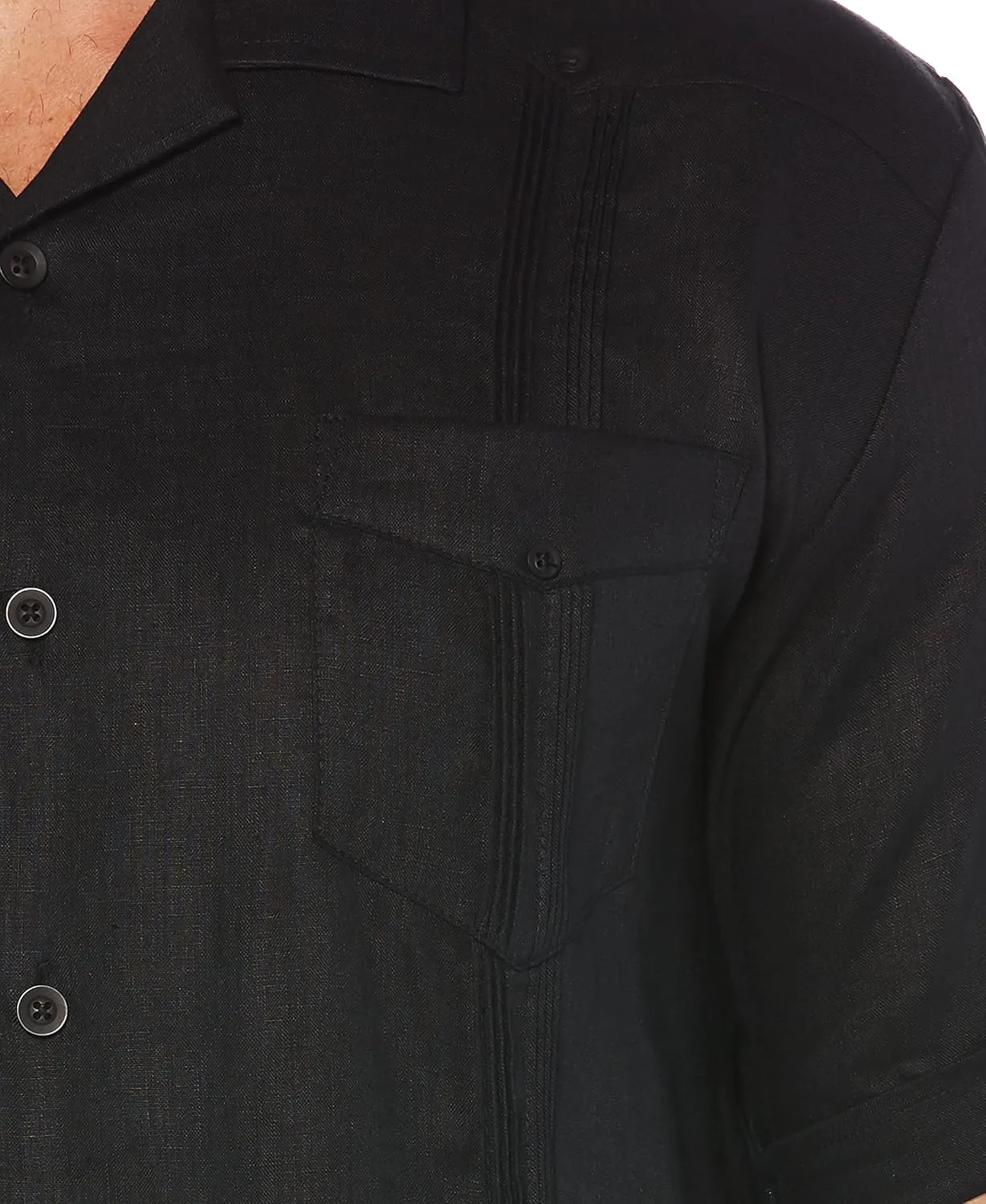Cubavera Men's 100% Linen Short Sleeve Button-Down Guayabera Shirt, Four Pockets, Camp Collar, Pintuck Detail, Lightweight