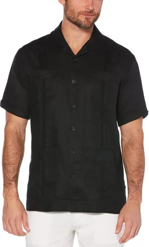 Cubavera Men's 100% Linen Short Sleeve Button-Down Guayabera Shirt, Four Pockets, Camp Collar, Pintuck Detail, Lightweight
