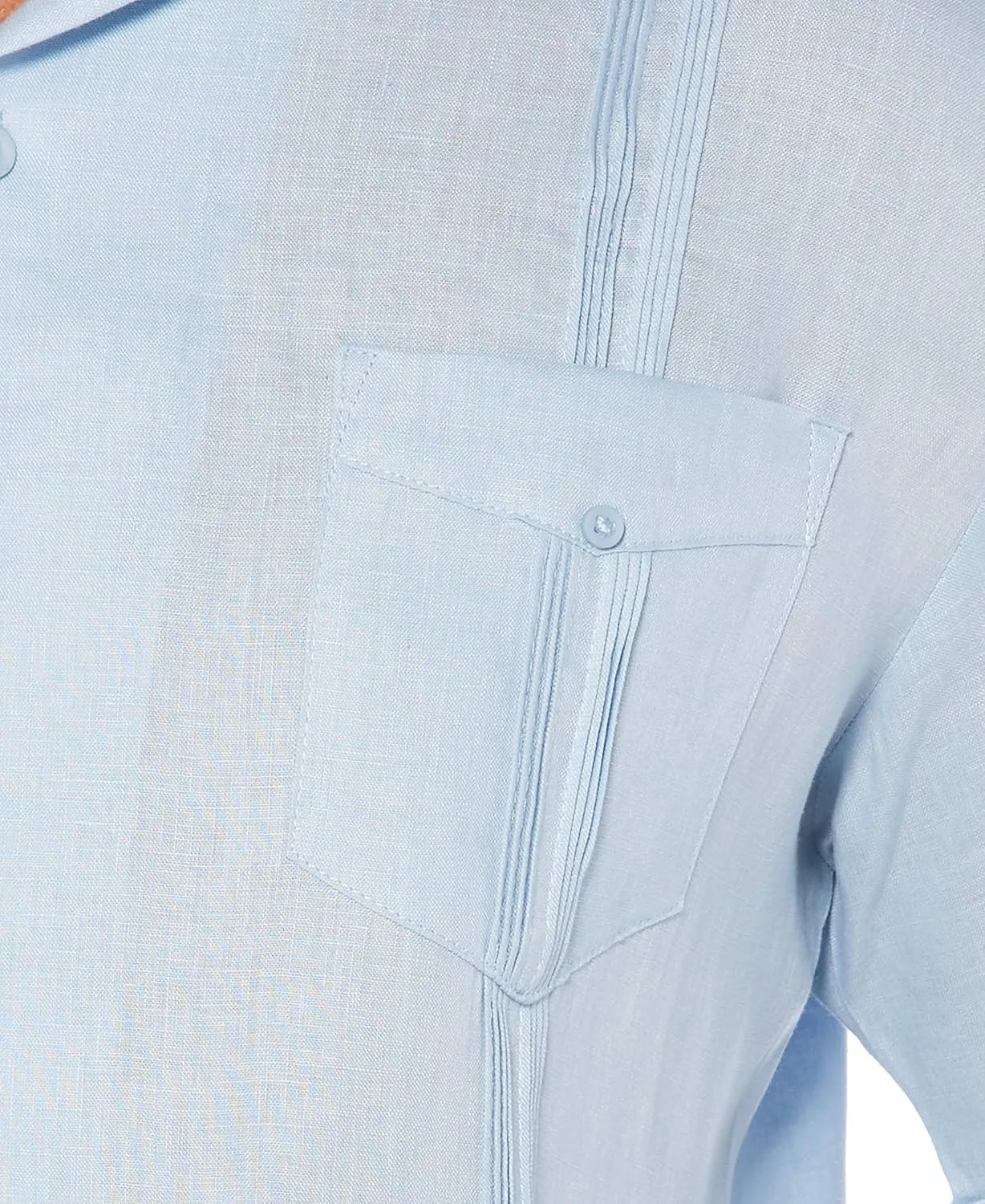 Cubavera Men's 100% Linen Short Sleeve Button-Down Guayabera Shirt, Four Pockets, Camp Collar, Pintuck Detail, Lightweight