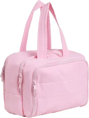 Cureaway Travel Bag, Cureaway Travel Cosmetic Bag, Large Capacity Wide-Open Cosmetic Bags, Waterproof Portable Pouch Open Flat Toiletry Bags, Dry-And-Wet Separation (Pink)