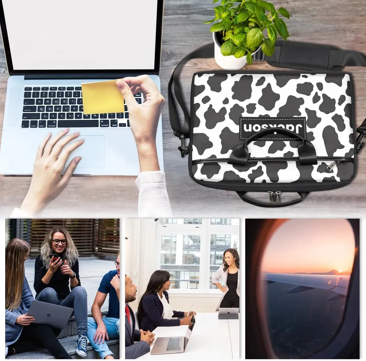 Custom Name Camouflage Laptop Bags for Men Women, Personalized Text Laptop Case Computer Bags for Work, 15 Inch