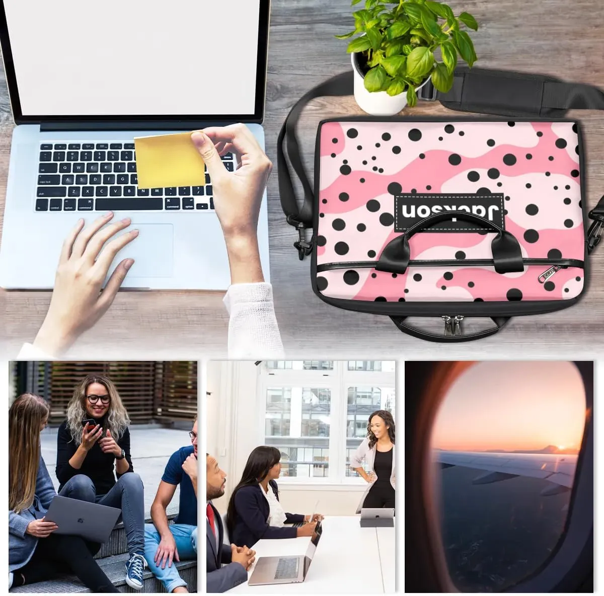 Custom Name Camouflage Laptop Bags for Men Women, Personalized Text Laptop Case Computer Bags for Work, 15 Inch
