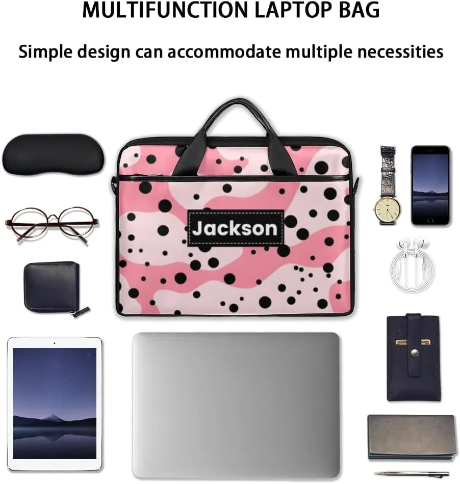 Custom Name Camouflage Laptop Bags for Men Women, Personalized Text Laptop Case Computer Bags for Work, 15 Inch