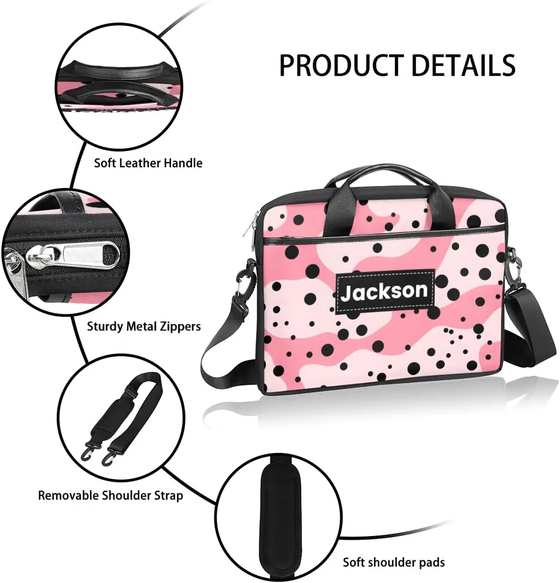 Custom Name Camouflage Laptop Bags for Men Women, Personalized Text Laptop Case Computer Bags for Work, 15 Inch