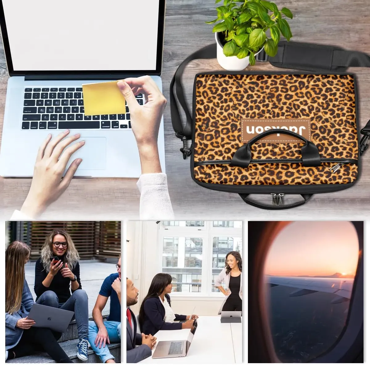 Custom Name Camouflage Laptop Bags for Men Women, Personalized Text Laptop Case Computer Bags for Work, 15 Inch