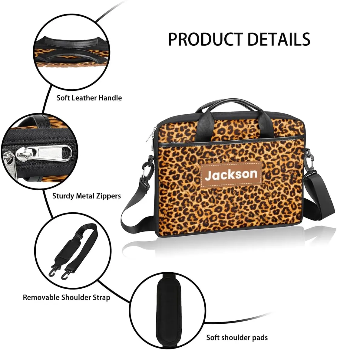 Custom Name Camouflage Laptop Bags for Men Women, Personalized Text Laptop Case Computer Bags for Work, 15 Inch