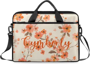 Custom Name Flower Laptop Bags for Women, Personalized Laptop Case Shoulder Bag, Sturdy Computer Bags