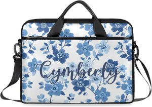 Custom Name Flower Laptop Bags for Women, Personalized Laptop Case Shoulder Bag, Sturdy Computer Bags