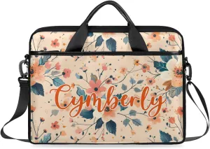 Custom Name Flower Laptop Bags for Women, Personalized Laptop Case Shoulder Bag, Sturdy Computer Bags