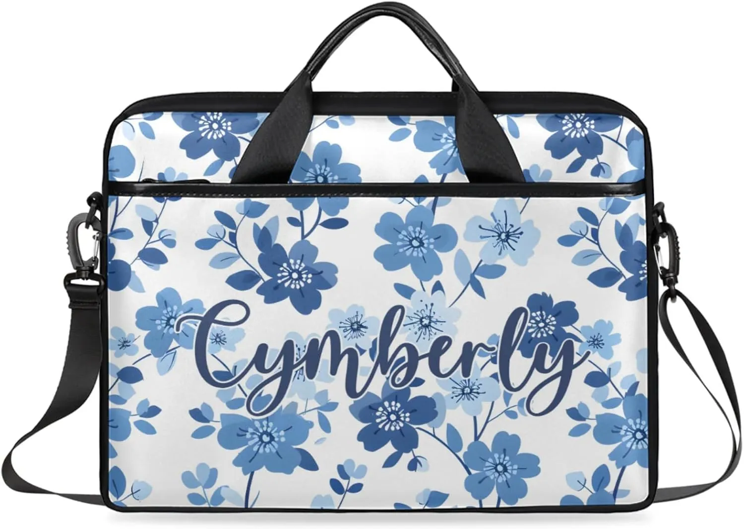 Custom Name Flower Laptop Bags for Women, Personalized Laptop Case Shoulder Bag, Sturdy Computer Bags