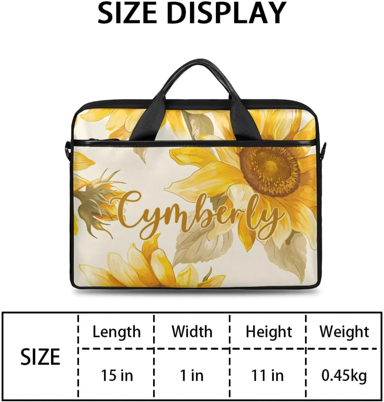 Custom Name Flower Laptop Bags for Women, Personalized Laptop Case Shoulder Bag, Sturdy Computer Bags