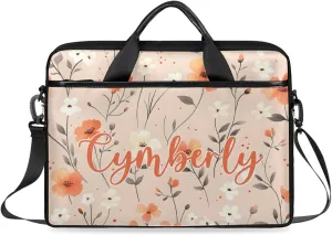 Custom Name Flower Laptop Bags for Women, Personalized Laptop Case Shoulder Bag, Sturdy Computer Bags