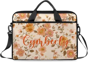 Custom Name Flower Laptop Bags for Women, Personalized Laptop Case Shoulder Bag, Sturdy Computer Bags