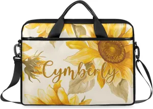 Custom Name Flower Laptop Bags for Women, Personalized Laptop Case Shoulder Bag, Sturdy Computer Bags