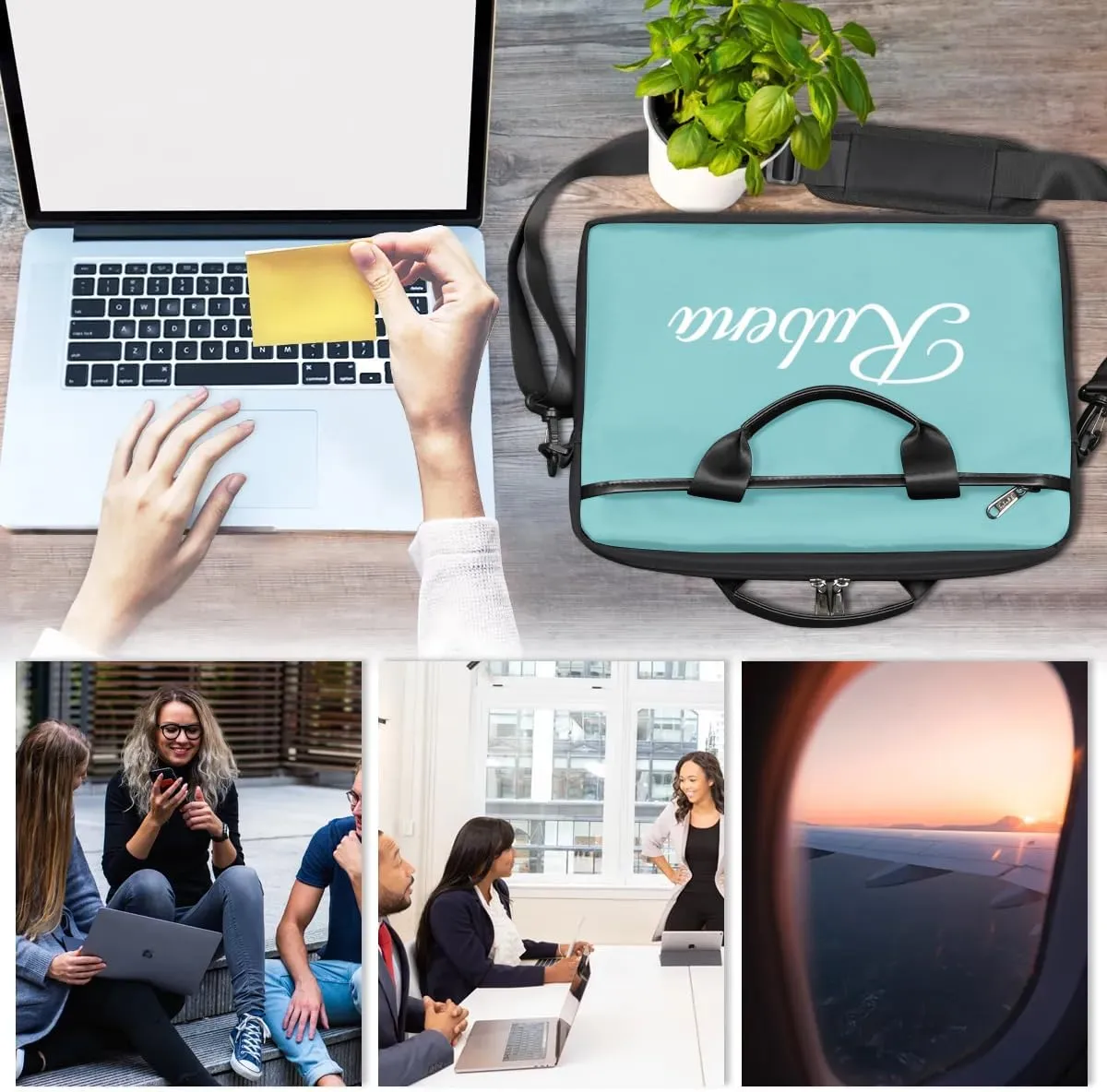 Custom Name Laptop Bags for Women Men, Personalized Text Laptop Case Shoulder Bag,Computer Bags for Work