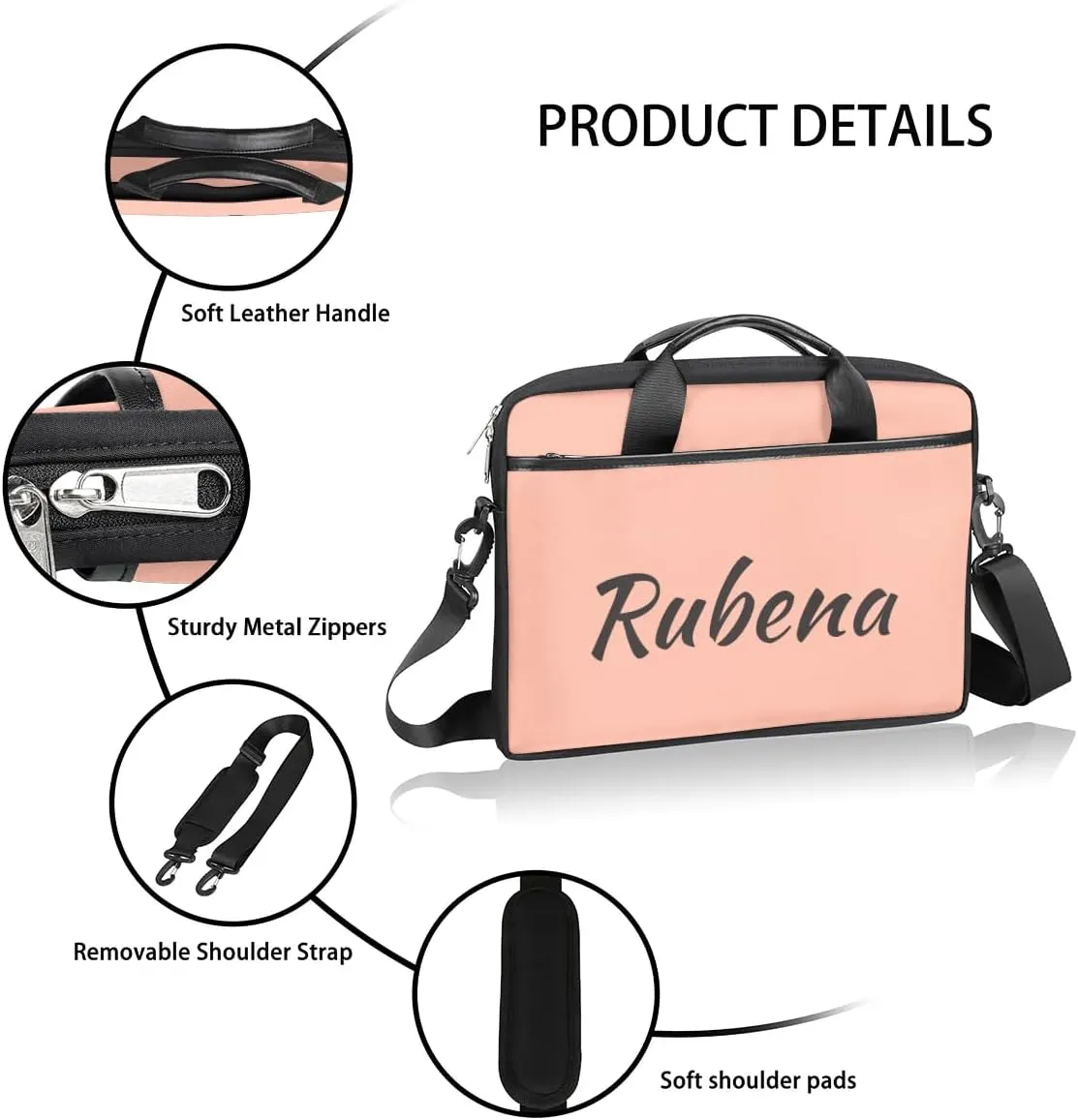Custom Name Laptop Bags for Women Men, Personalized Text Laptop Case Shoulder Bag,Computer Bags for Work
