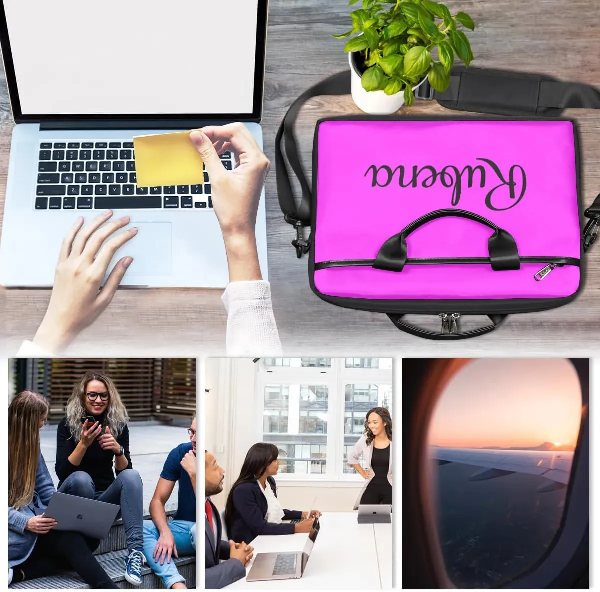 Custom Name Laptop Bags for Women Men, Personalized Text Laptop Case Shoulder Bag,Computer Bags for Work