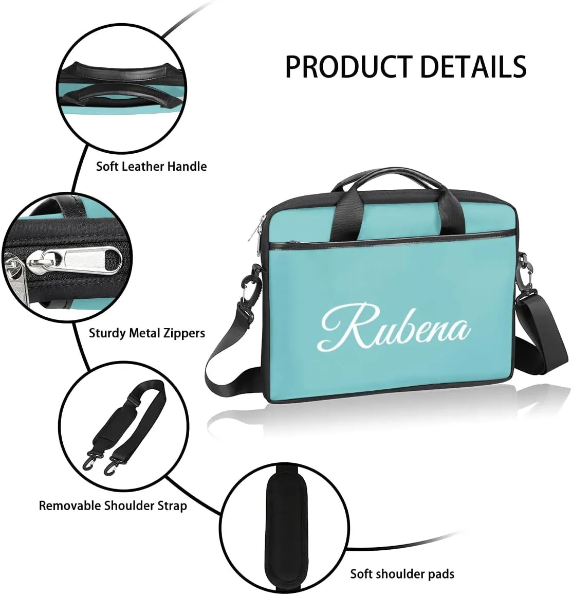 Custom Name Laptop Bags for Women Men, Personalized Text Laptop Case Shoulder Bag,Computer Bags for Work