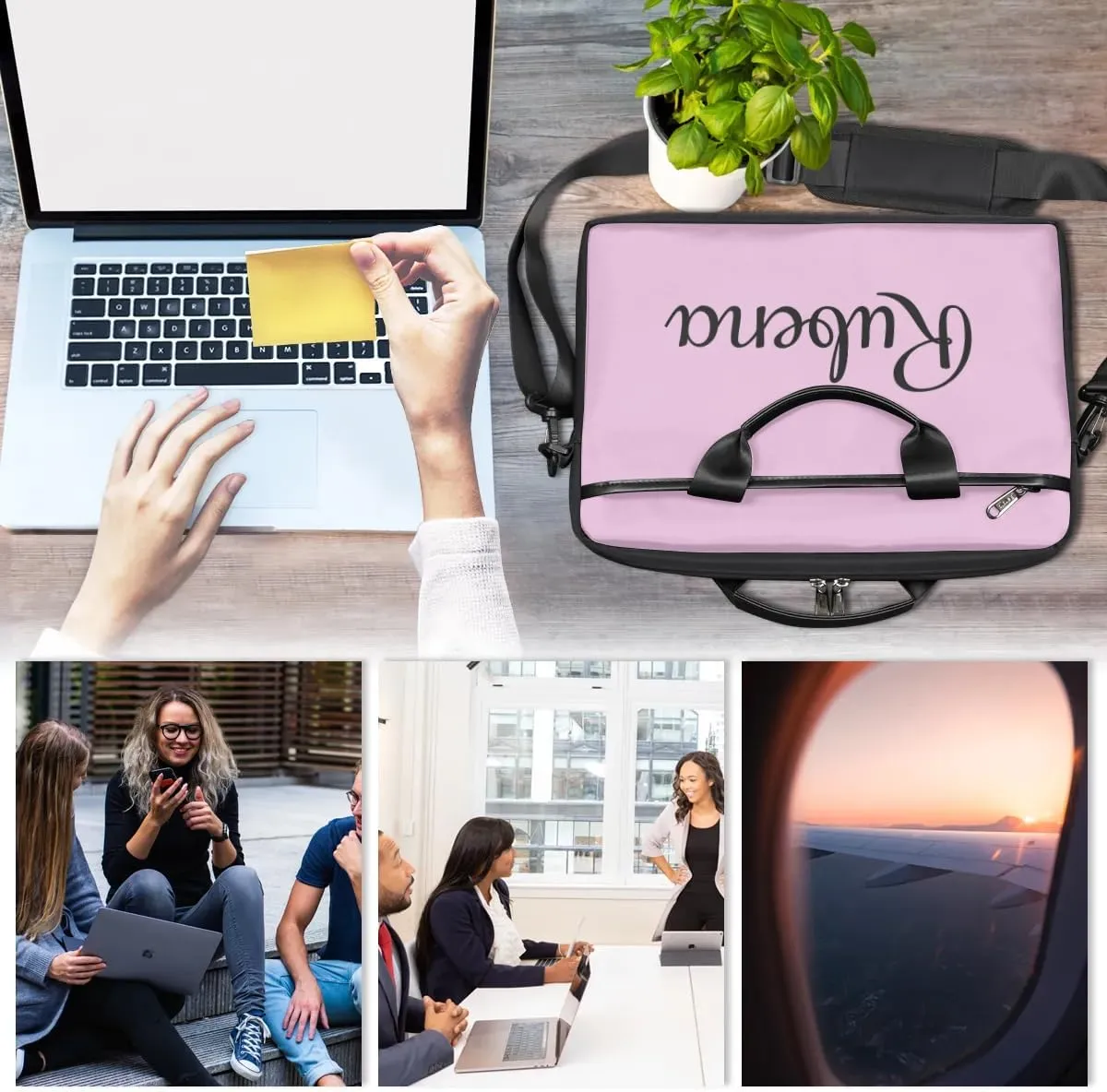 Custom Name Laptop Bags for Women Men, Personalized Text Laptop Case Shoulder Bag,Computer Bags for Work